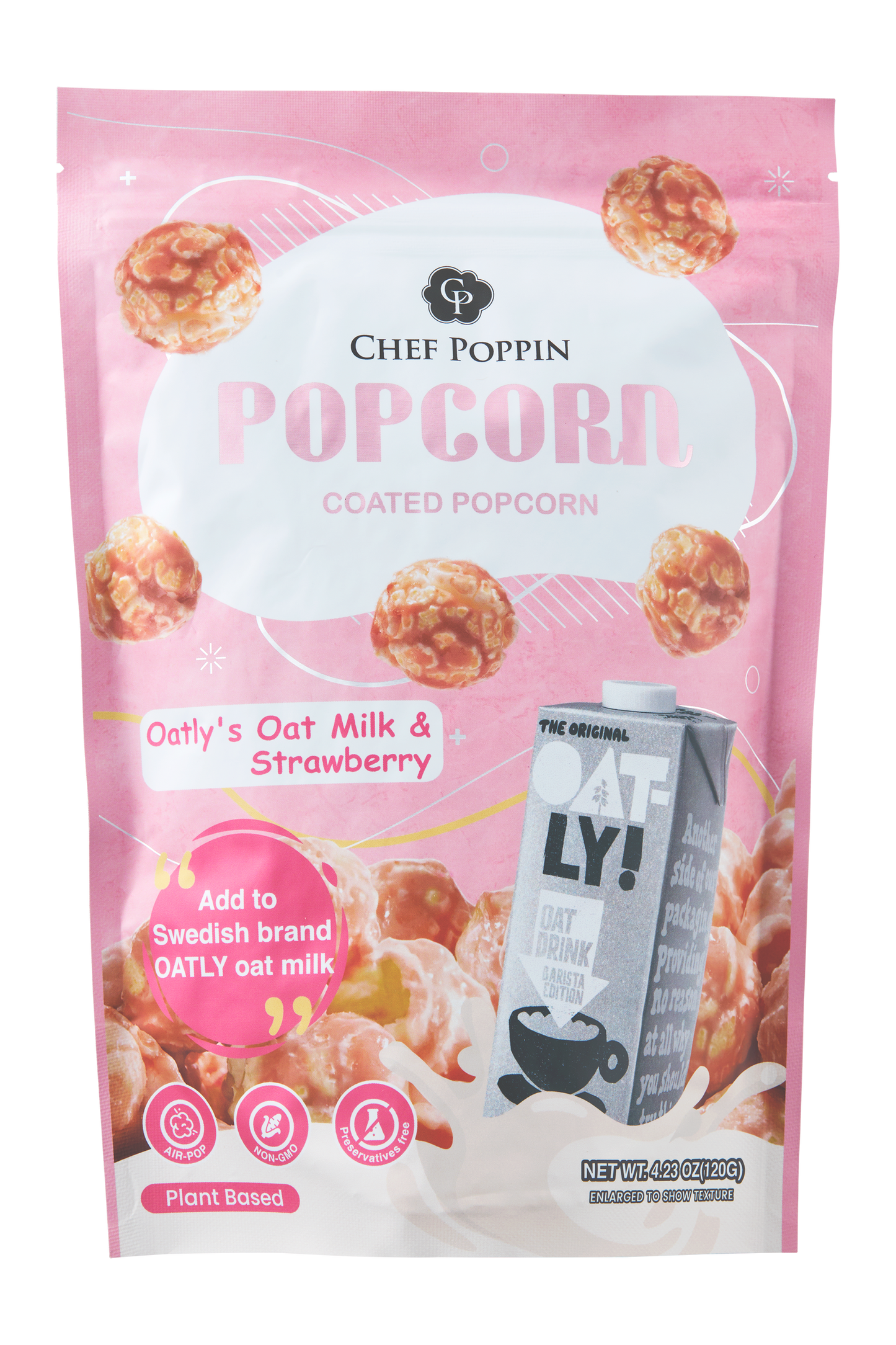 Oatly's Oatmilk & Strawberry Popcorn