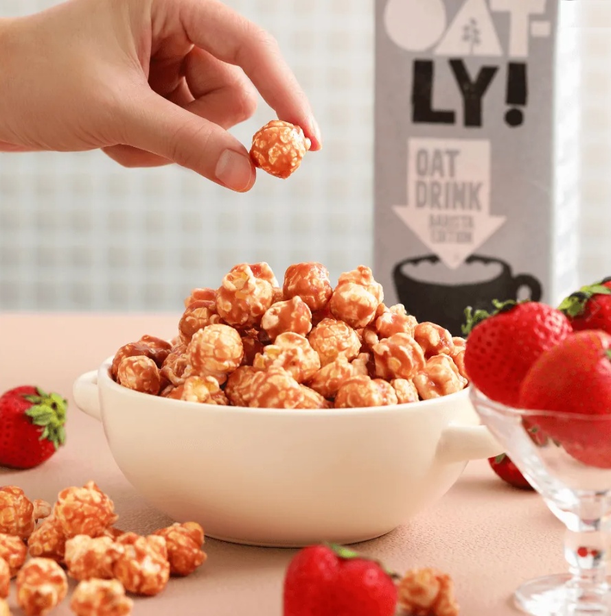 Oatly's Oatmilk & Strawberry Popcorn